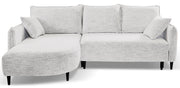 Canapé d'angle avec fonction couchage Oblivio mini en L, côté gauche, avec rangement, blanc en rotin tressé