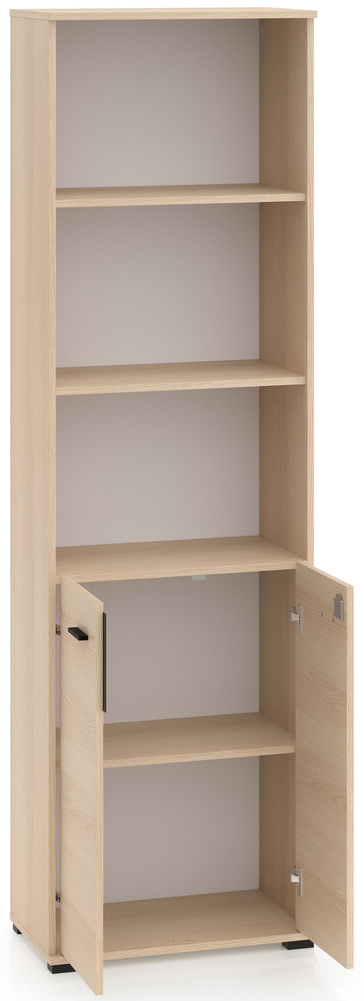Étagère deux portes Odelis avec trois étagères ouvertes 60 cm chêne Lindberg