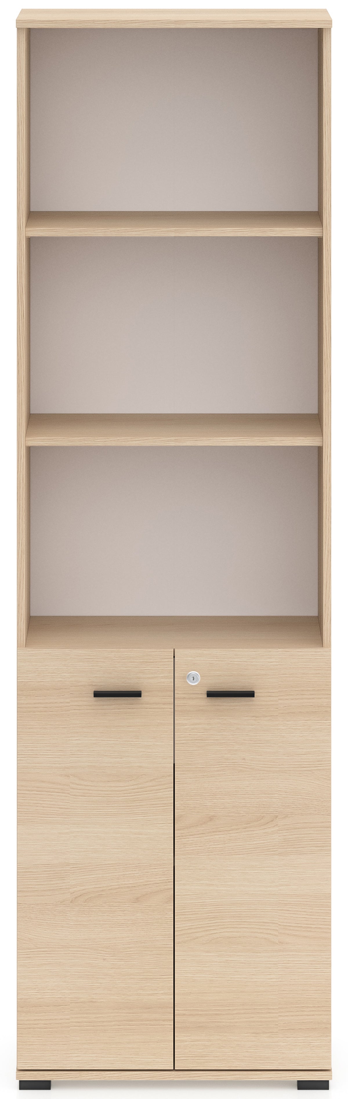 Étagère deux portes Odelis avec trois étagères ouvertes 60 cm chêne Lindberg
