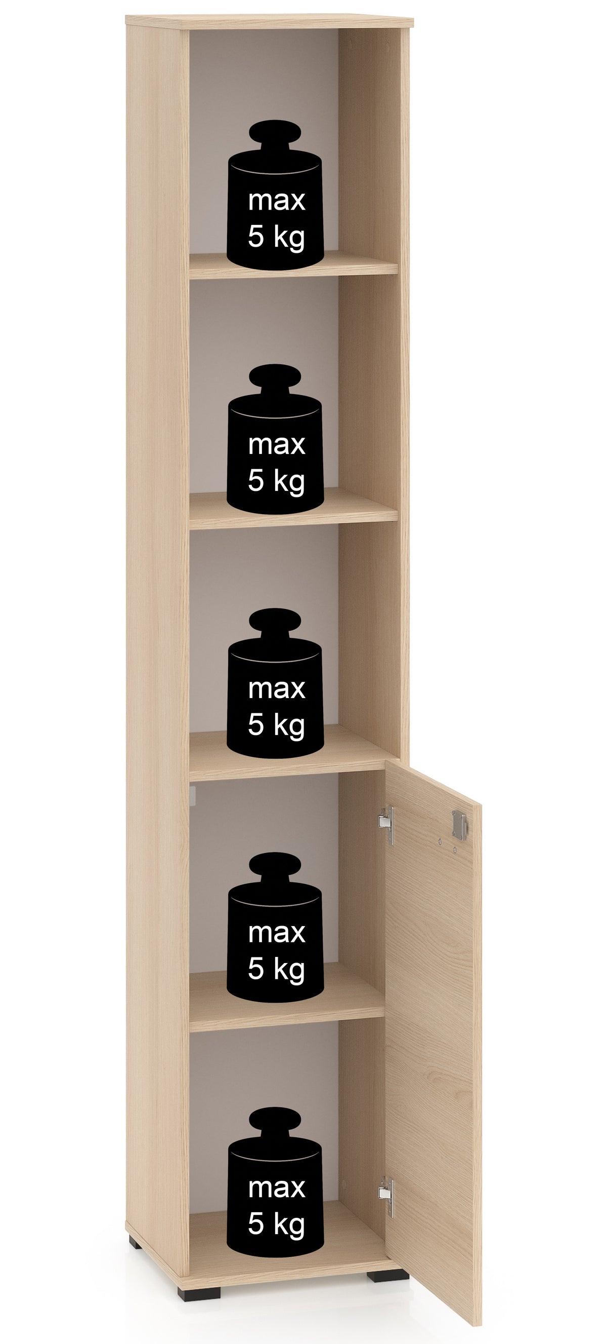 Étagère 1 porte Odelis avec trois étagères ouvertes 39 cm chêne Lindberg
