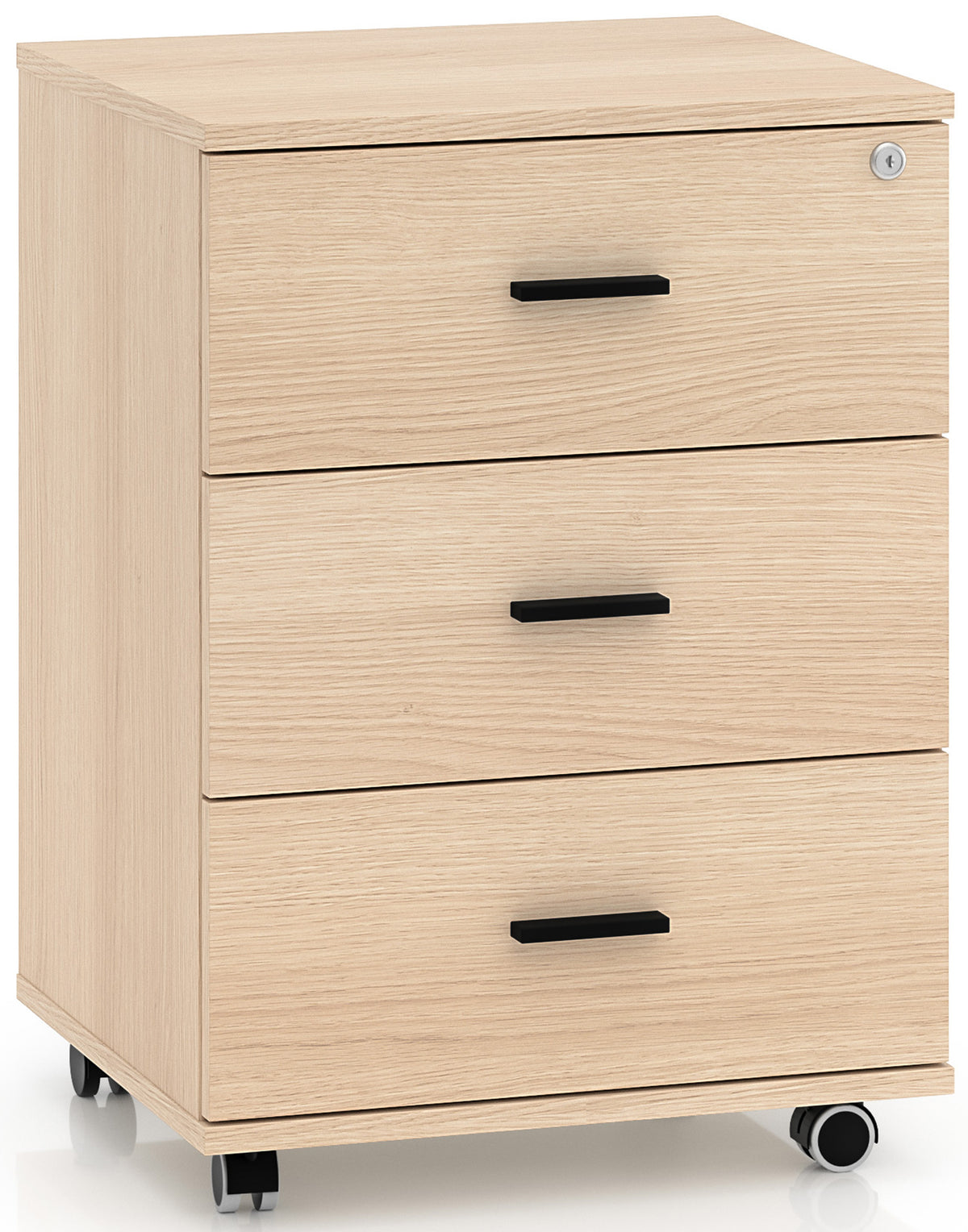 Caisson de bureau Odelis à roulettes avec trois tiroirs 46 cm chêne Lindberg