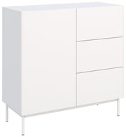 Einzeltür-Kommode Olio mit drei Schubladen, 100 cm, weiß