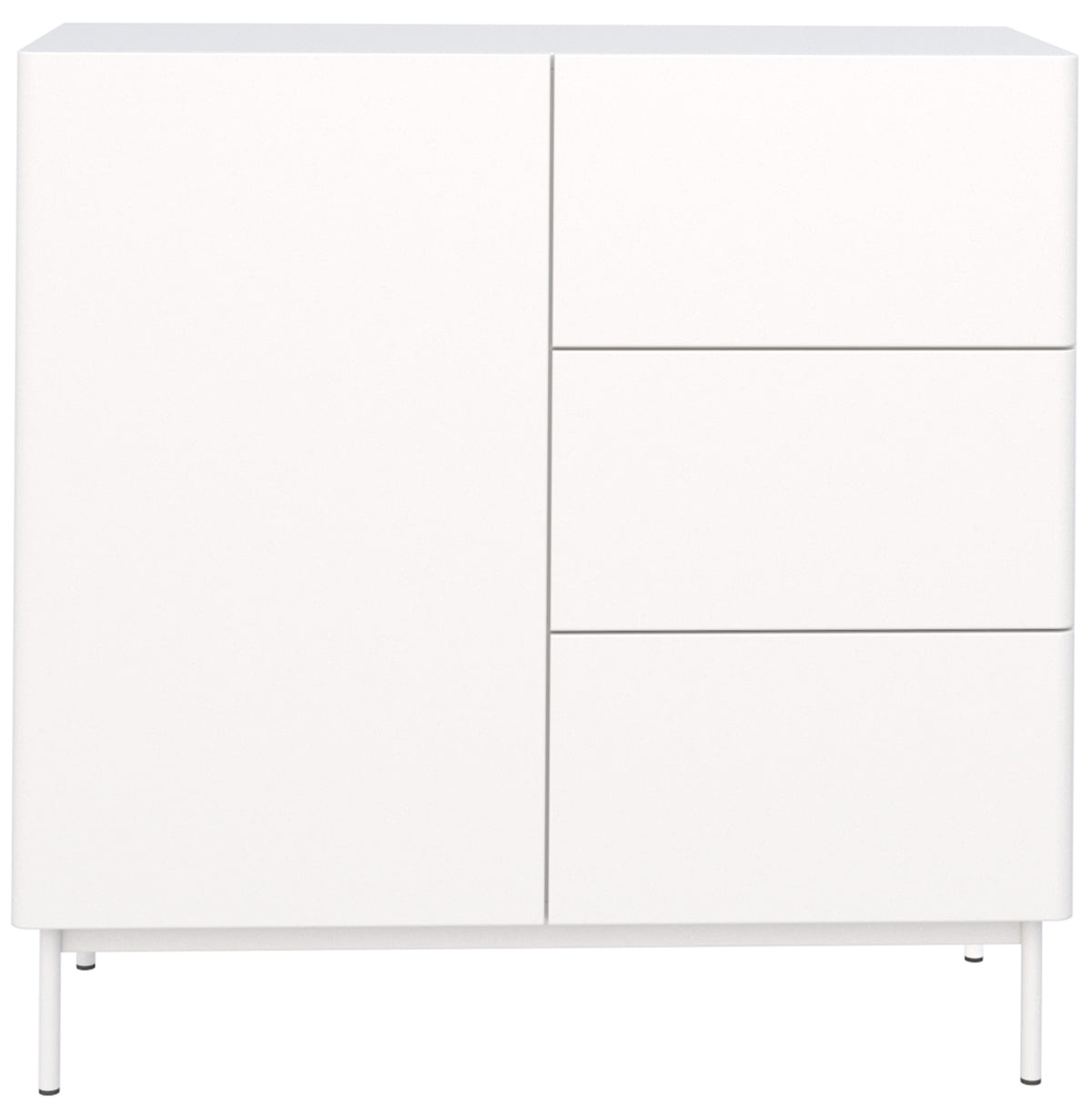 Einzeltür-Kommode Olio mit drei Schubladen, 100 cm, weiß