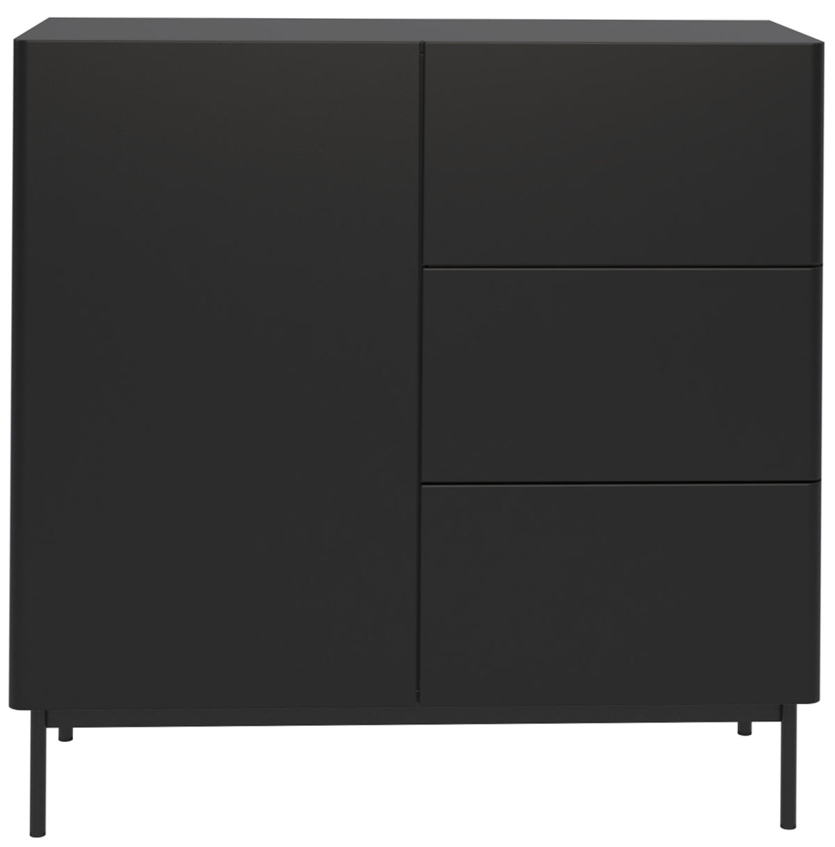 Commode 1 porte Olio avec trois tiroirs 100 cm noire