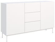 Zweiturige Kommode Olio mit drei Schubladen, 160 cm, weiß