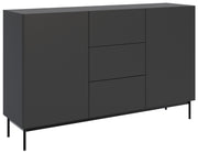 Commode deux portes Olio avec trois tiroirs 160 cm noire