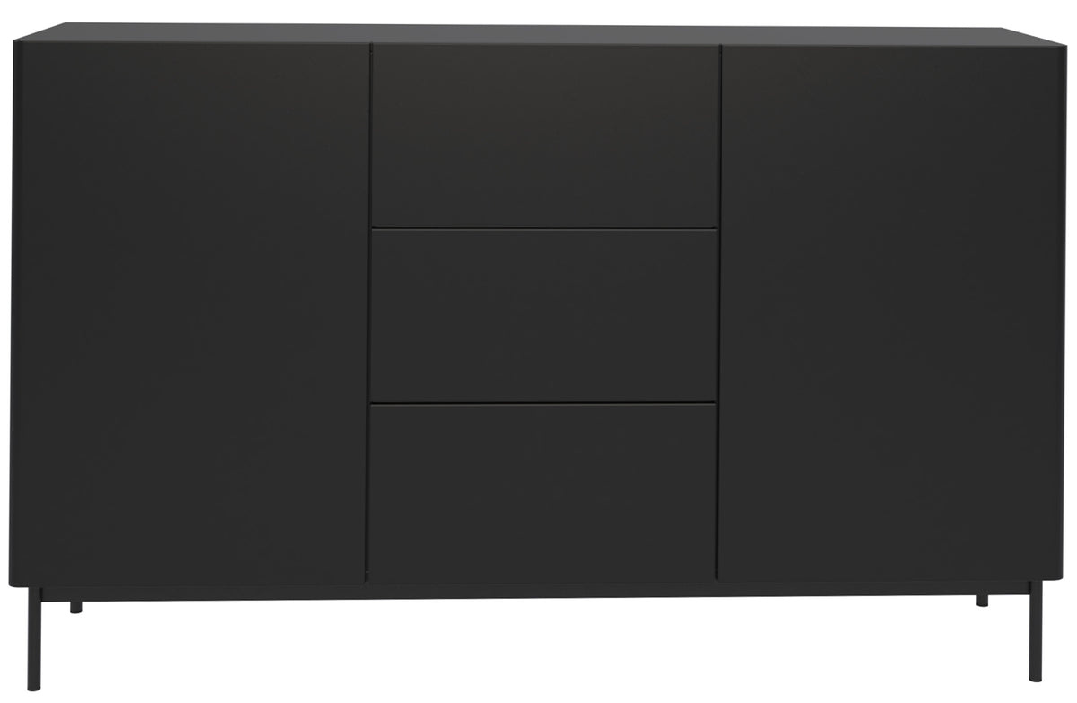 Commode deux portes Olio avec trois tiroirs 160 cm noire