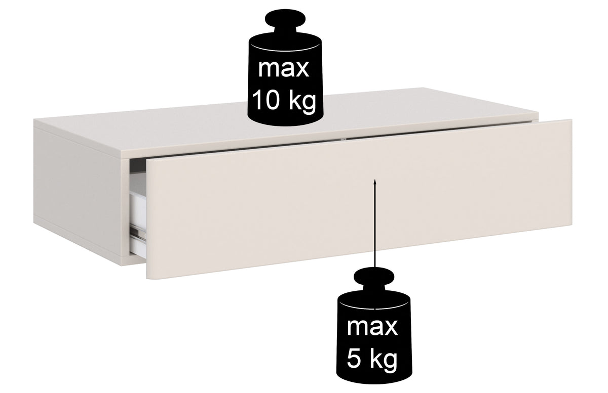 Hängende Olio-Konsole mit Schublade, 90 cm, weiß