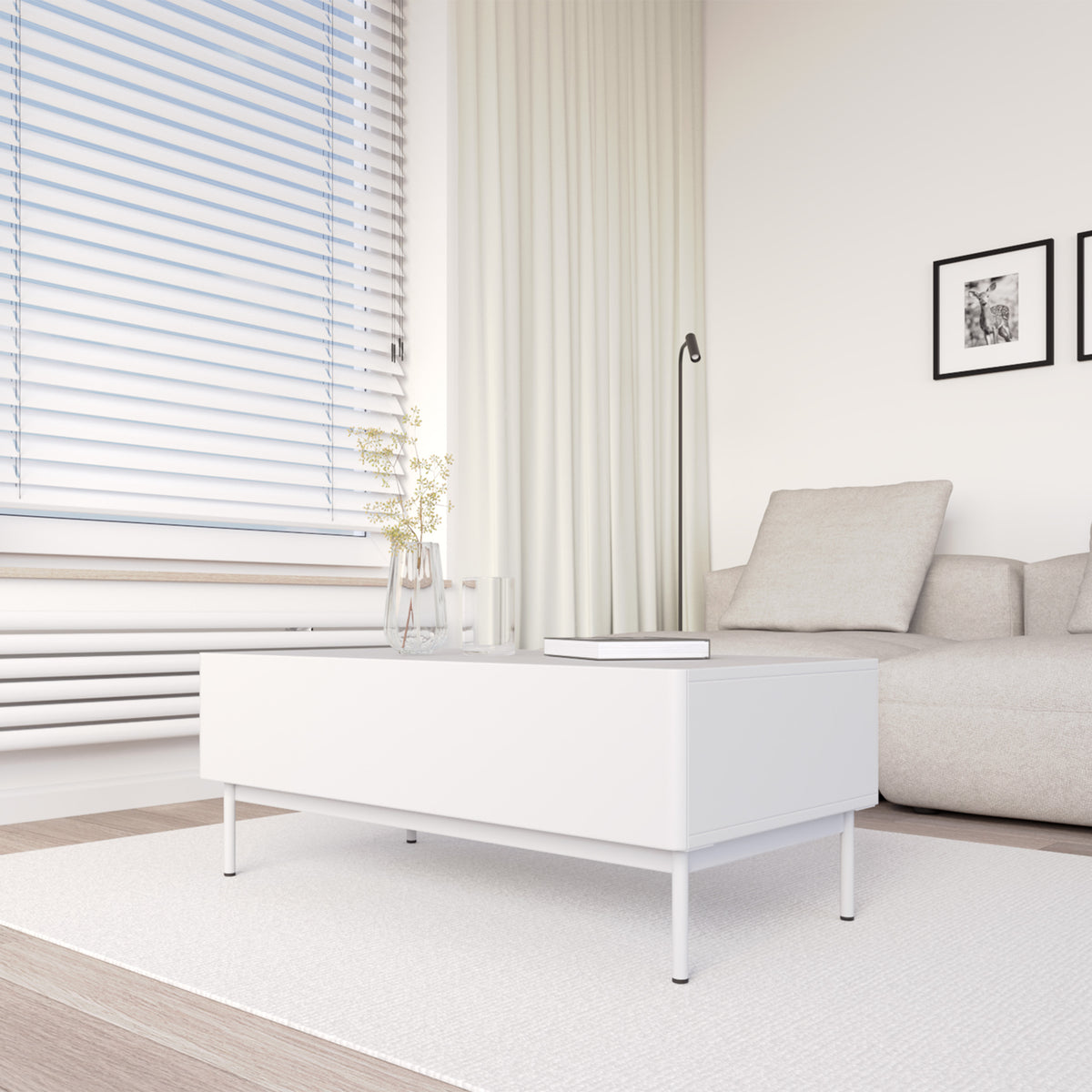 Table basse Olio avec deux rabats 100x53 cm blanche