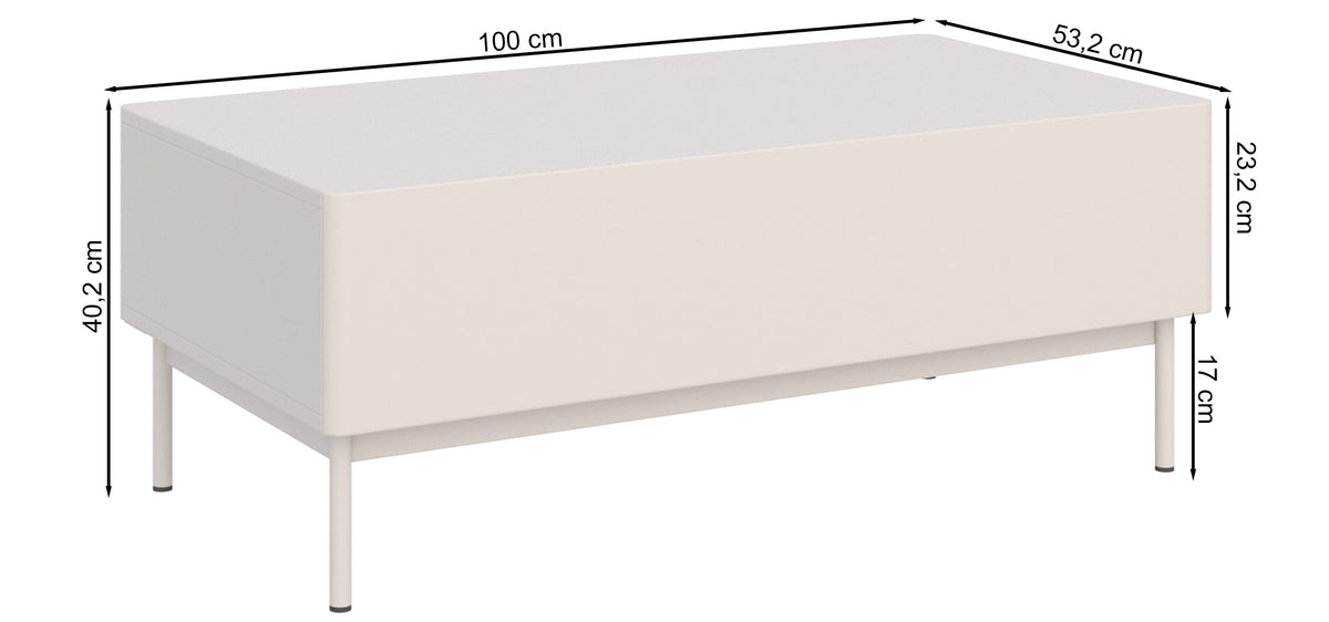 Table basse Olio avec deux rabats 100x53 cm blanche