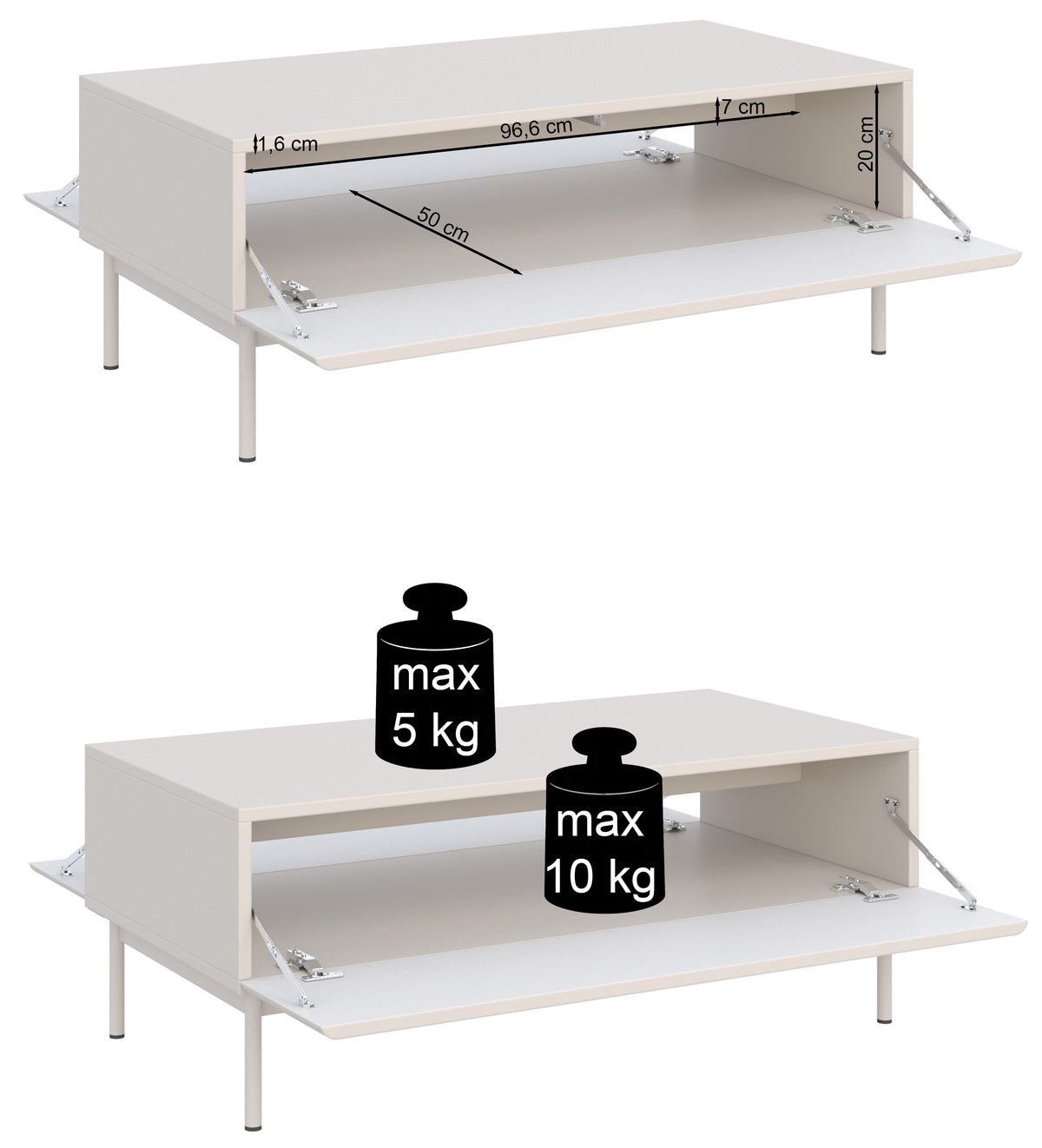 Table basse Olio avec deux rabats 100x53 cm blanche