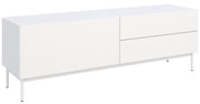 Meuble TV Olio avec abattant et deux tiroirs 160 cm blanc