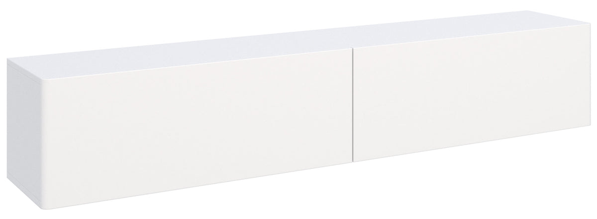 Meuble TV Olio suspendu 175 cm blanc avec deux portes abattantes