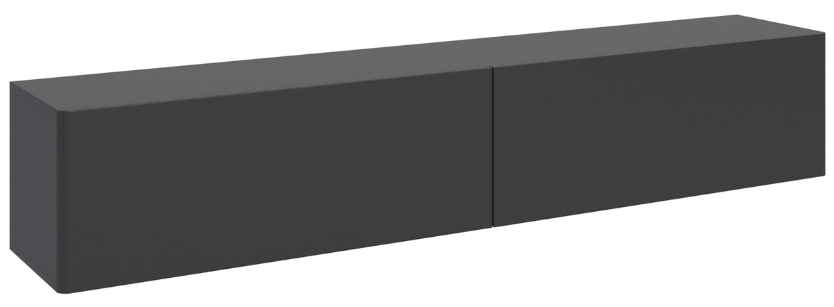 Meuble TV Olio suspendu 175 cm noir avec deux volets