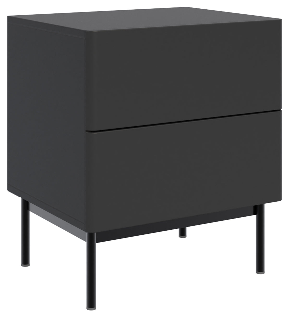 Nachttisch Olio mit zwei Schubladen 50 cm schwarz