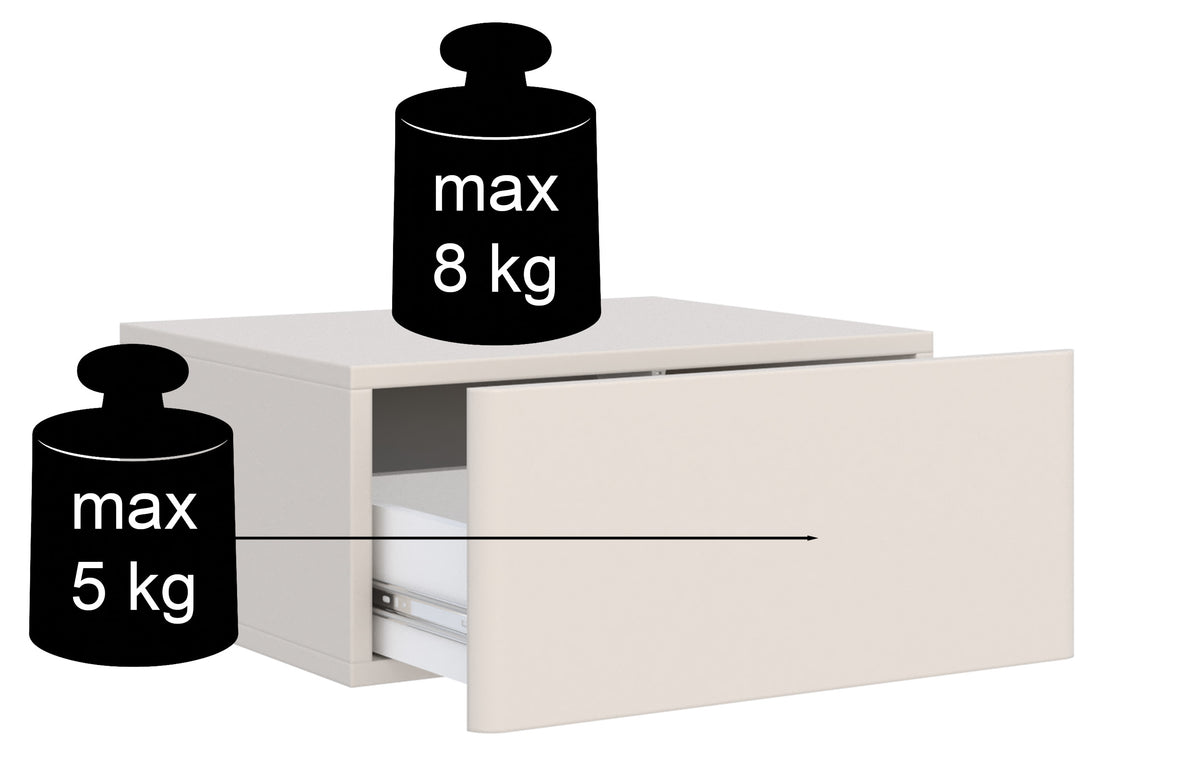 Hängender Nachttisch Olio mit Schublade 50 cm schwarz