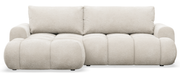 Ecksofa mit Schlaffunktion Ombo Mini, L-förmig, linksseitig, mit Stauraum, cremefarbenes Bouclé