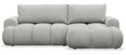 Canapé d'angle avec fonction couchage Ombo Mini en L, orientation droite, avec coffre de rangement, velours gris clair