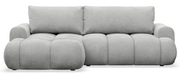 Canapé d'angle avec fonction couchage Ombo Mini en L, côté gauche, avec rangement, velours gris clair