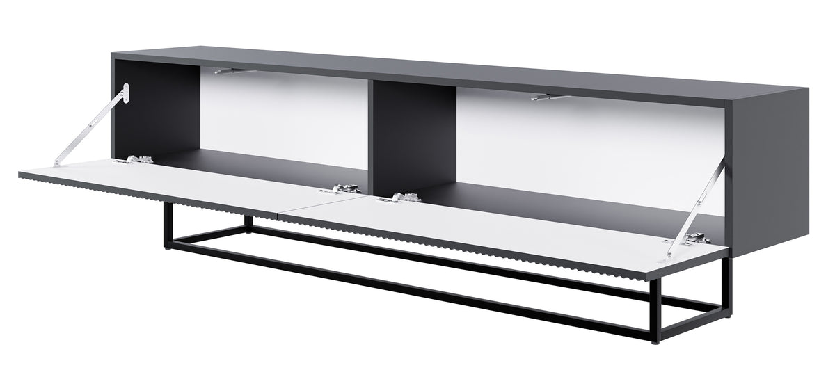 TV-Schrank Veldio mit gefräster Front 175 cm Schwarz mit schwarzen Beinen