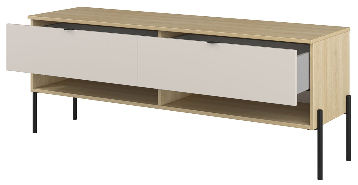 TV-Schrank Ore mit zwei Schubladen, 140 cm, Lindberg-Eiche/Kaschmir