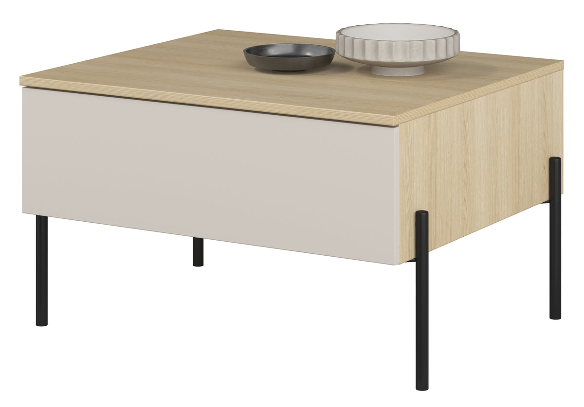 Ore Couchtisch mit Schublade 70x60 cm Lindberg Eiche/Kaschmir