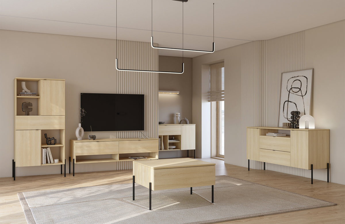 Zweituriges Regal Ore mit Schublade 70 cm Lindberg-Eiche