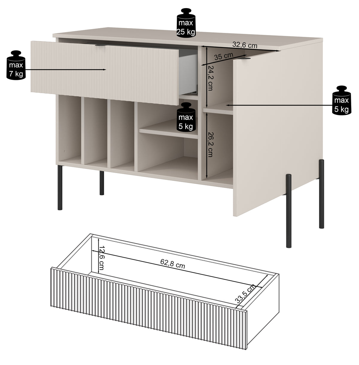 Einzeltür-Kommode Ore mit Schublade, 105 cm, Lindberg-Eiche
