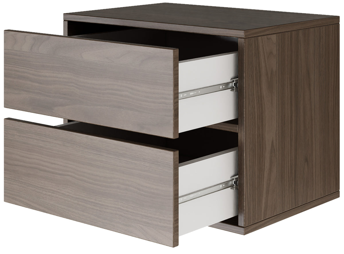 Table de chevet Framme suspendue avec deux tiroirs 50 cm noyer Wisconsin
