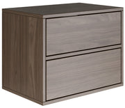 Table de chevet Framme suspendue avec deux tiroirs 50 cm noyer Wisconsin