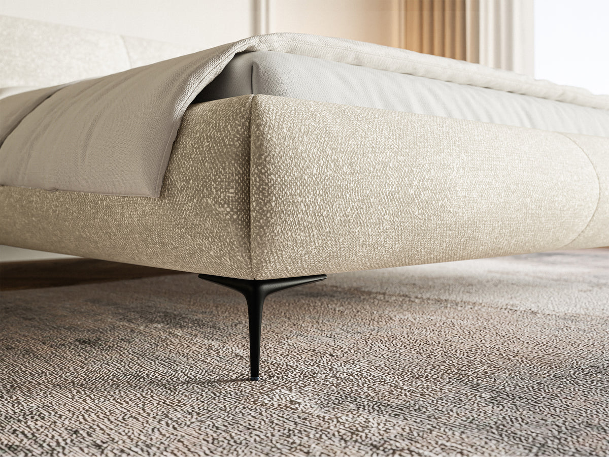 Polsterbett 140x200 cm Ovalle, beige Chenille, schwarze Beine