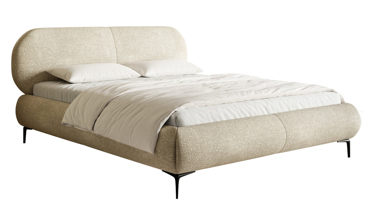 Polsterbett 140x200 cm Ovalle, beige Chenille, schwarze Beine