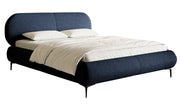 Polsterbett 160x200 cm Ovalle, marineblau, wasserabweisendes Geflecht, schwarze Beine