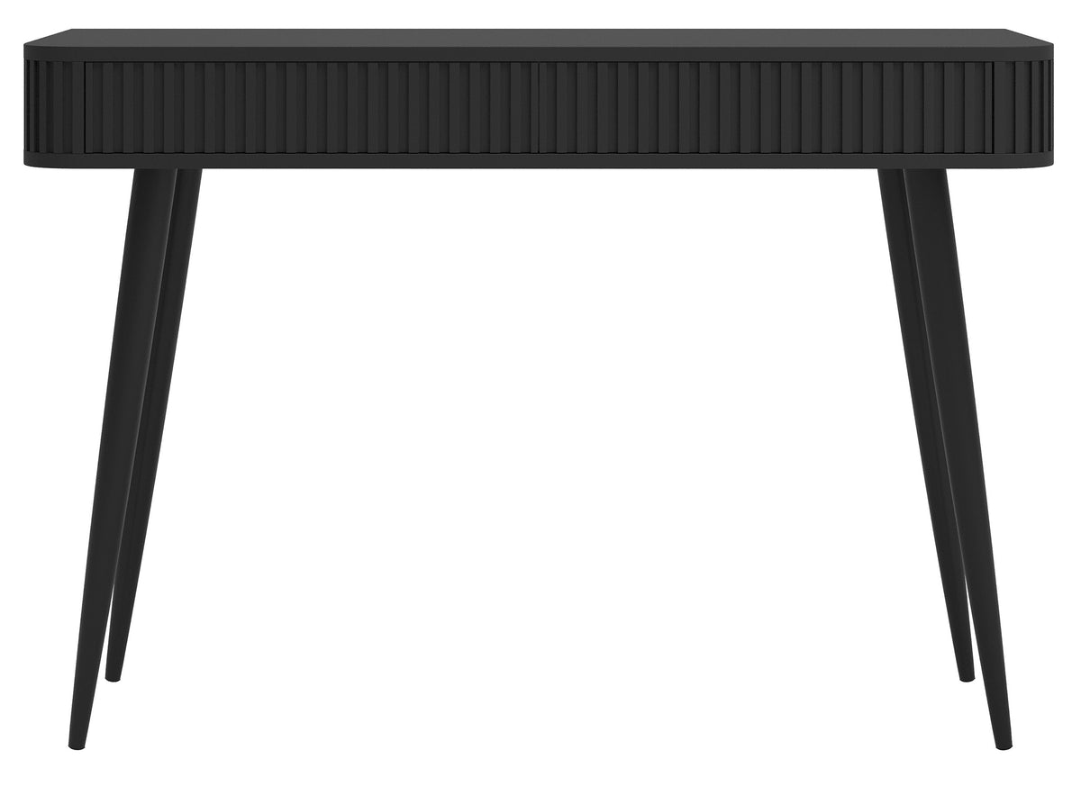 Toilette Ovarlo avec rainures et deux tiroirs 113 cm noire avec pieds noirs