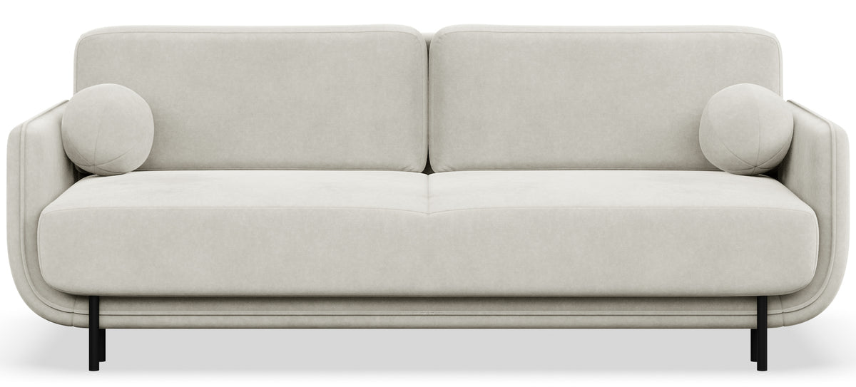 Drei-Sitzer-Schlafsofa Ovals, cremefarbener Samt