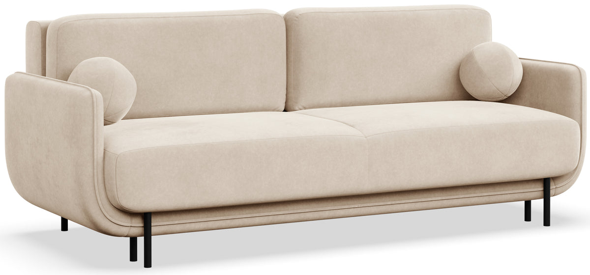 Canapé-lit 3 places Ovals velours beige clair