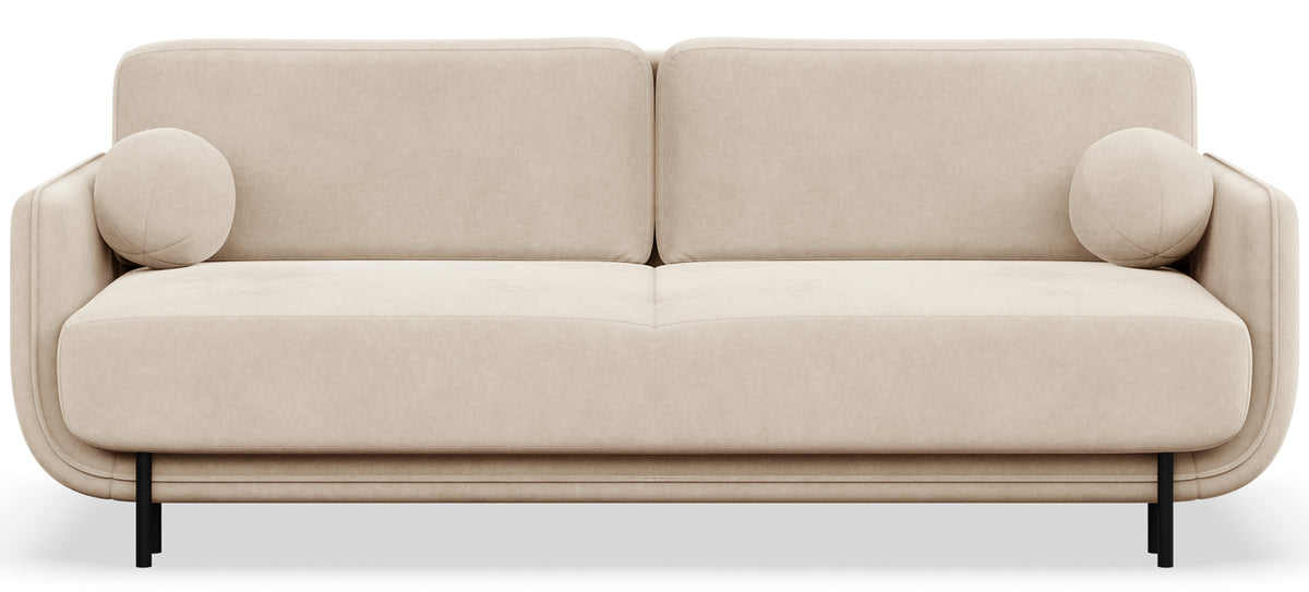 Dreisitziges ausklappbares Sofa Ovals in hellbeigem Samt