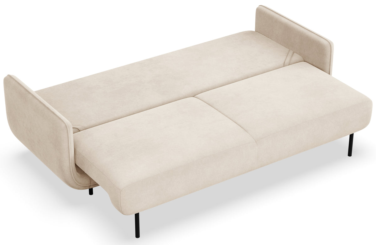 Canapé-lit 3 places Ovals velours beige clair