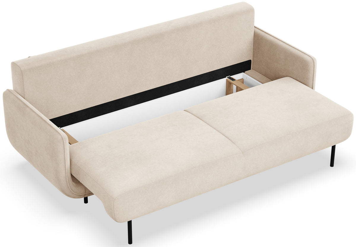 Canapé-lit 3 places Ovals velours beige clair