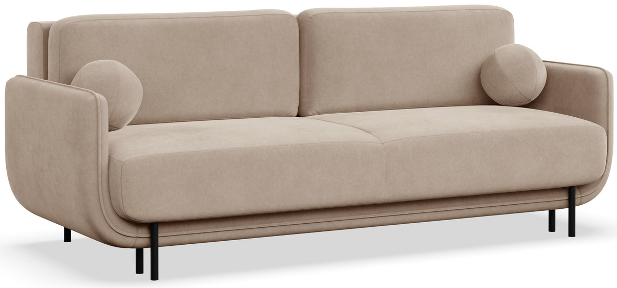 Beiger Ovals Dreisitzer-Schlafsofa aus Samt