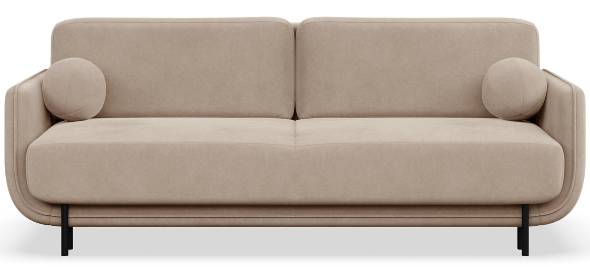 Beiger Ovals Dreisitzer-Schlafsofa aus Samt