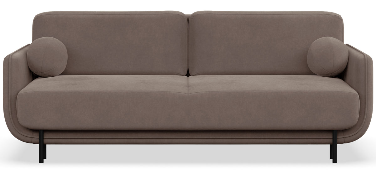 Dreisitziges ausklappbares Sofa Ovals hellbrauner Samt