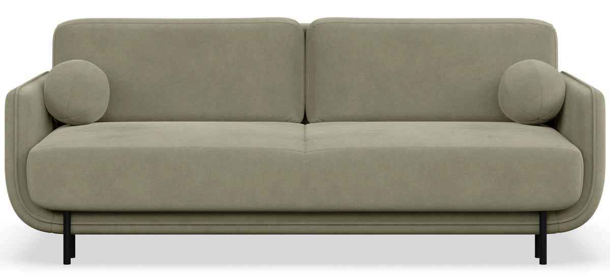 Drei-Sitzer-Schlafsofa Ovals aus salbeigrünem Samtvelours