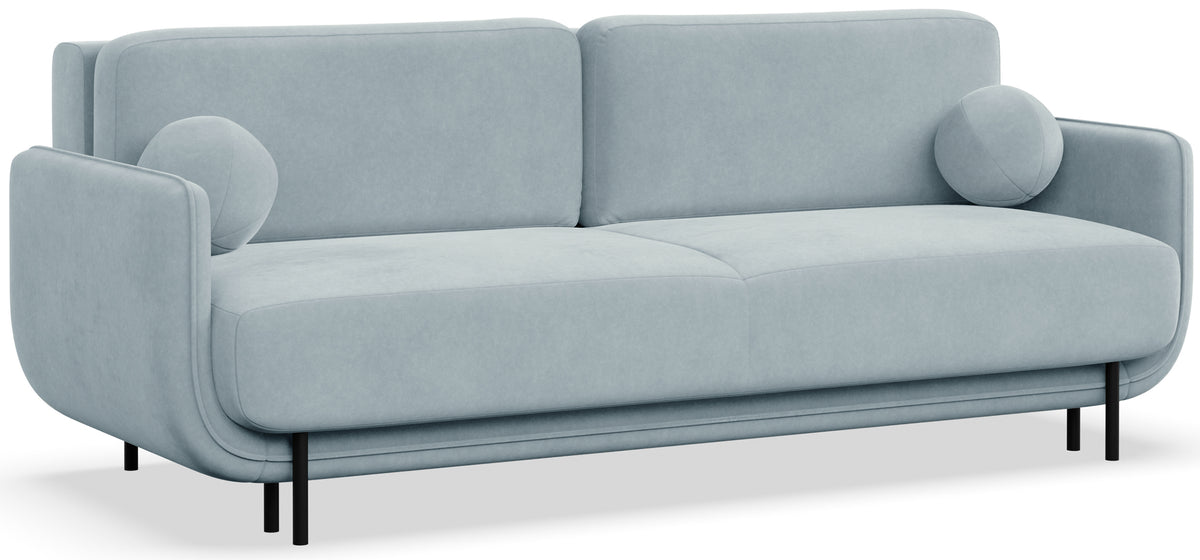 Dreisitziges ausklappbares Sofa Ovals, hellblauer Samt