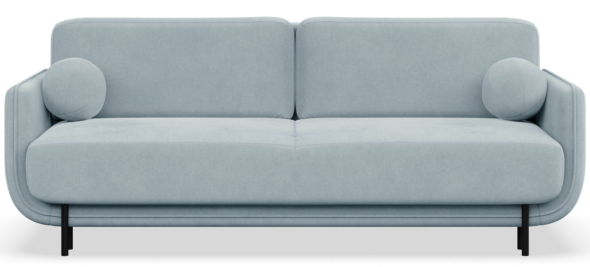 Dreisitziges ausklappbares Sofa Ovals, hellblauer Samt