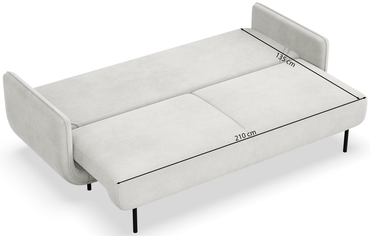 Drei-Sitzer-Schlafsofa Ovals, cremefarbener Samt