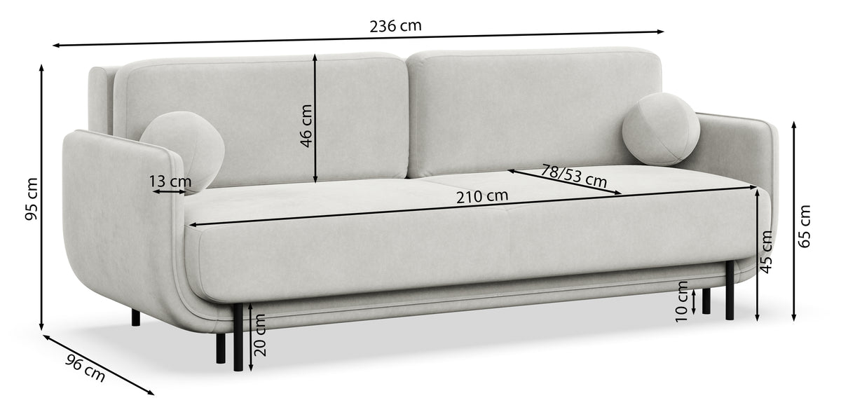 Canapé convertible 3 places Ovals en rotin clair