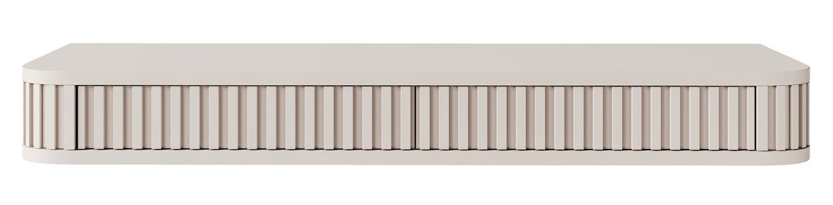 Toilette murale Ovarlo avec rainures et deux tiroirs 113 cm beige sable