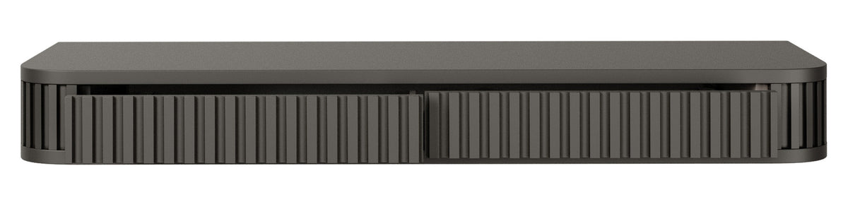 Hängender Schminktisch Ovarlo mit Rillen und zwei Schubladen, 113 cm, schwarz