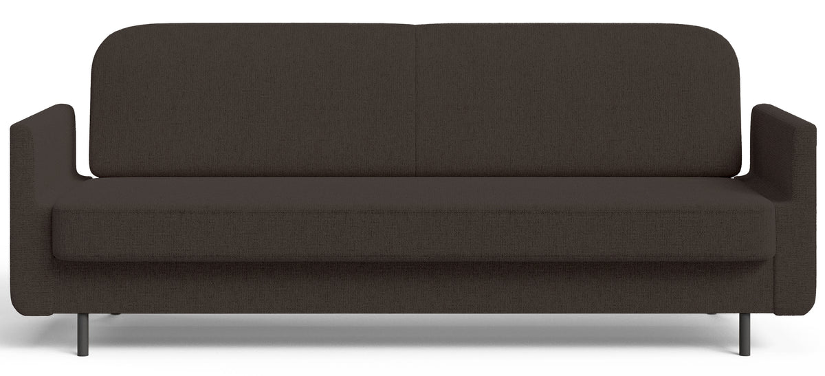 Dreisitziges ausklappbares Sofa Ovelio in braunem, hydrophobem Chenille-Stoff